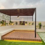 تصميم جلسات خارجية وبرجولات خشبية واحواض زرع